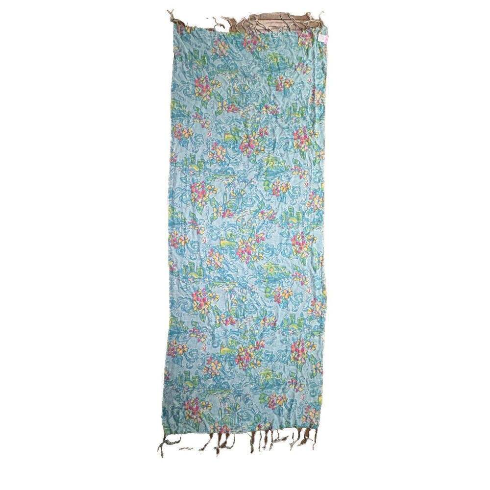 LILLY PULITZER Murfee Scarf Silk/Cashmere Blend Lilly Loves Chicago Print - Picture 10 of 10